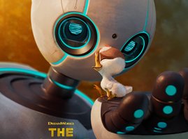 Image of DVD cover for the Wild Robot Movie by Dreamworks. The image is a robot holding a small bird.